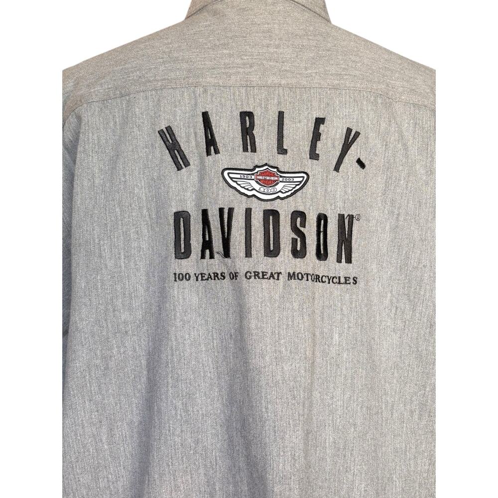 Harley Davidson 100th Anniversary Gray Button Up Shirt XL Y2K Biker Motorcycle‎